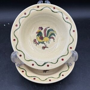 Metlox Poppy Trail California Provincial  Rooster Cereal Fruit Bowl Green Set 2